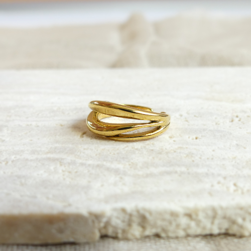Bague multi anneaux plaqué or