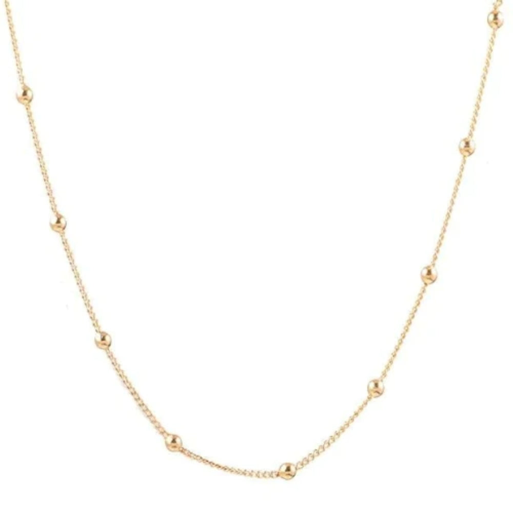 Collier ras du cou chaine de perles dorée