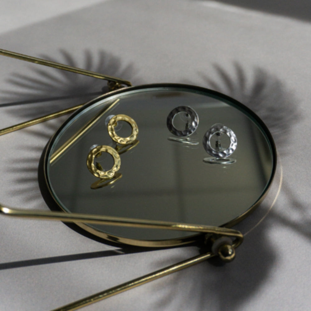 Boucles d'oreilles rondes martelées argent