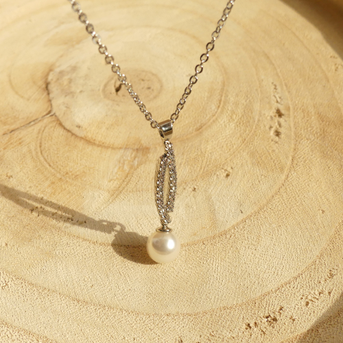 Collier perle 2 branches en cristal