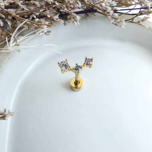 Piercing lob et cartilage avec pierres