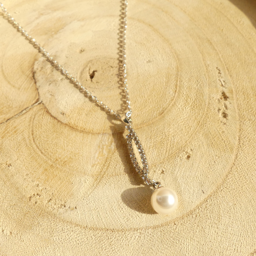 Collier perle 2 branches en cristal