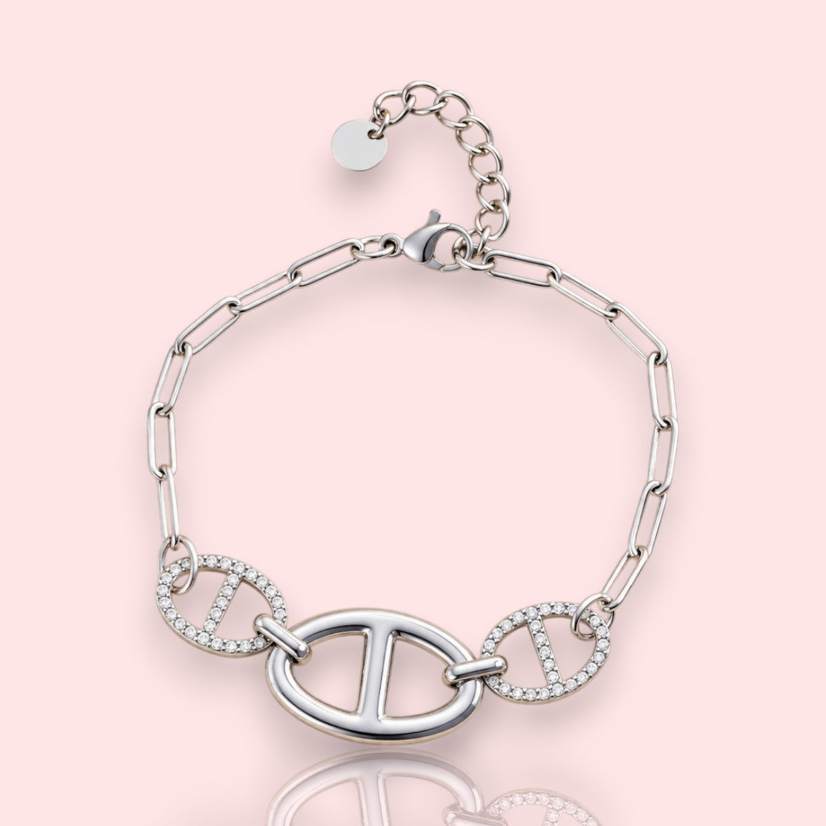 Bracelet maille marine argenté à strass Capri
