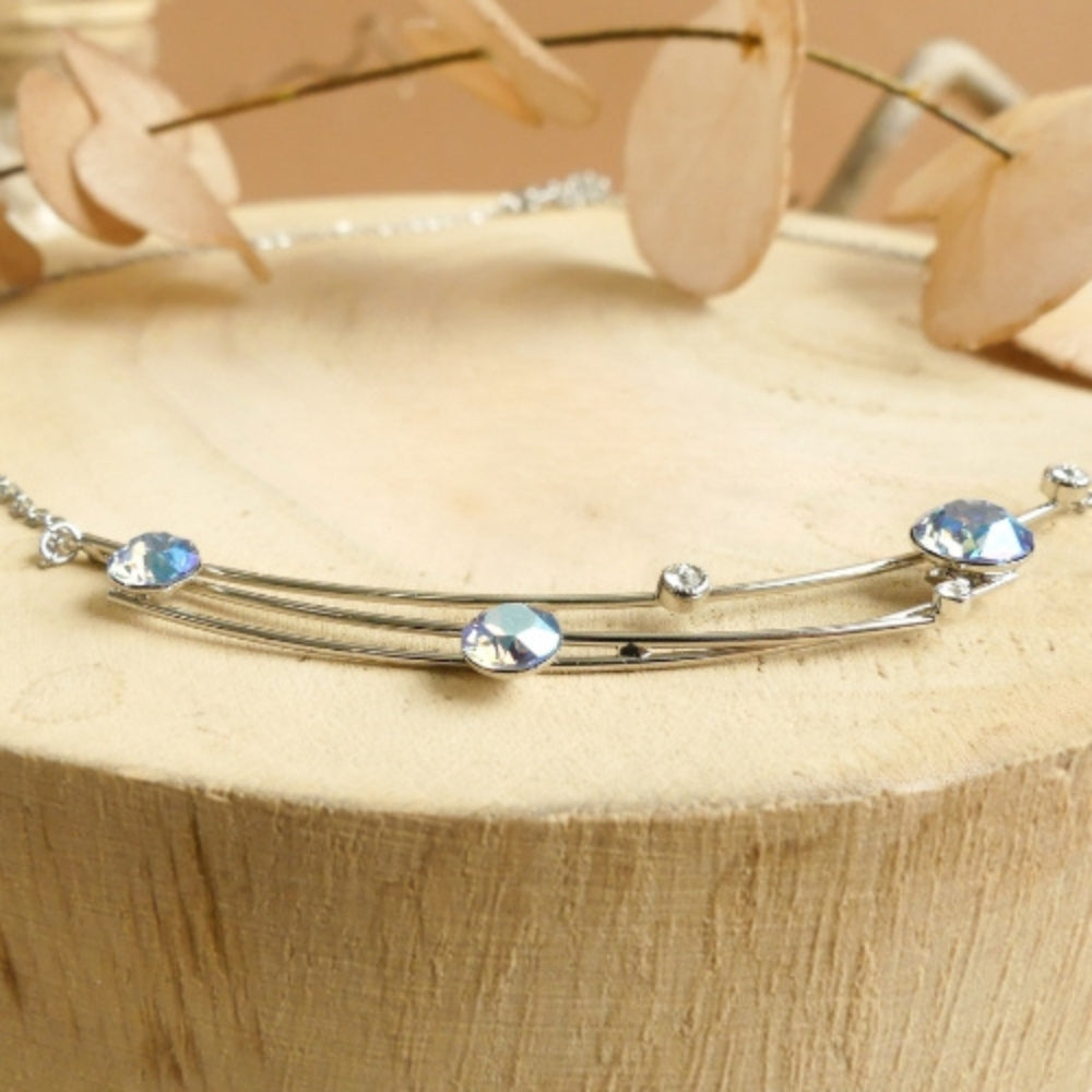 Collier barre parsemé de 6 cristaux