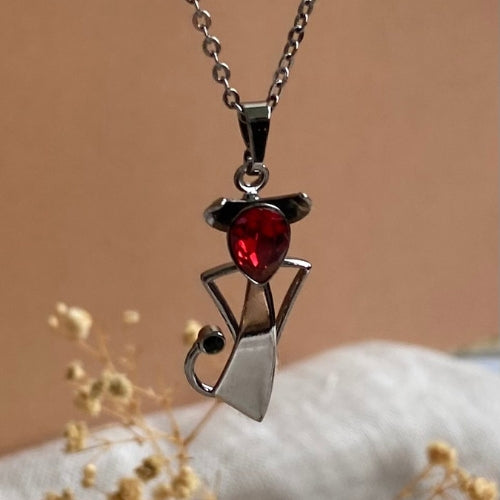 collier diable et ctristal rouge