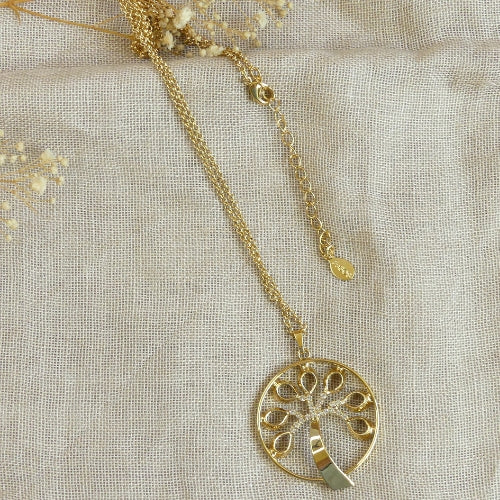 Sautoir arbre de vie scintillant orné de cristaux