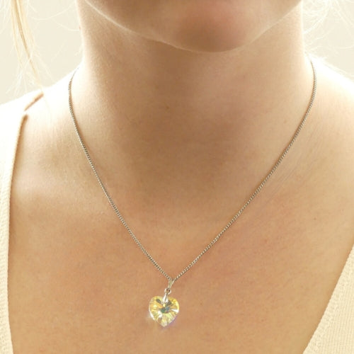 Collier coeur cristal clair