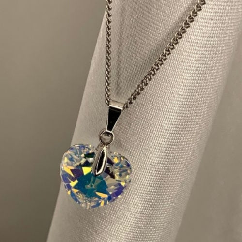 Collier coeur cristal clair
