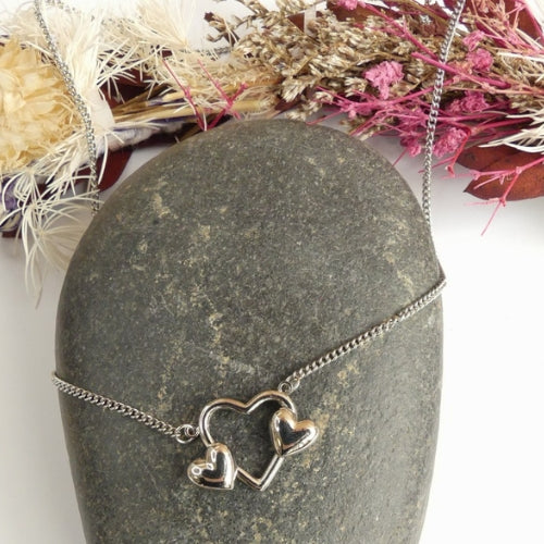 collier trois coeur argent