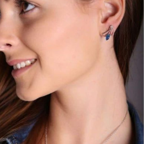 Boucles d'oreilles argent cristal bleu