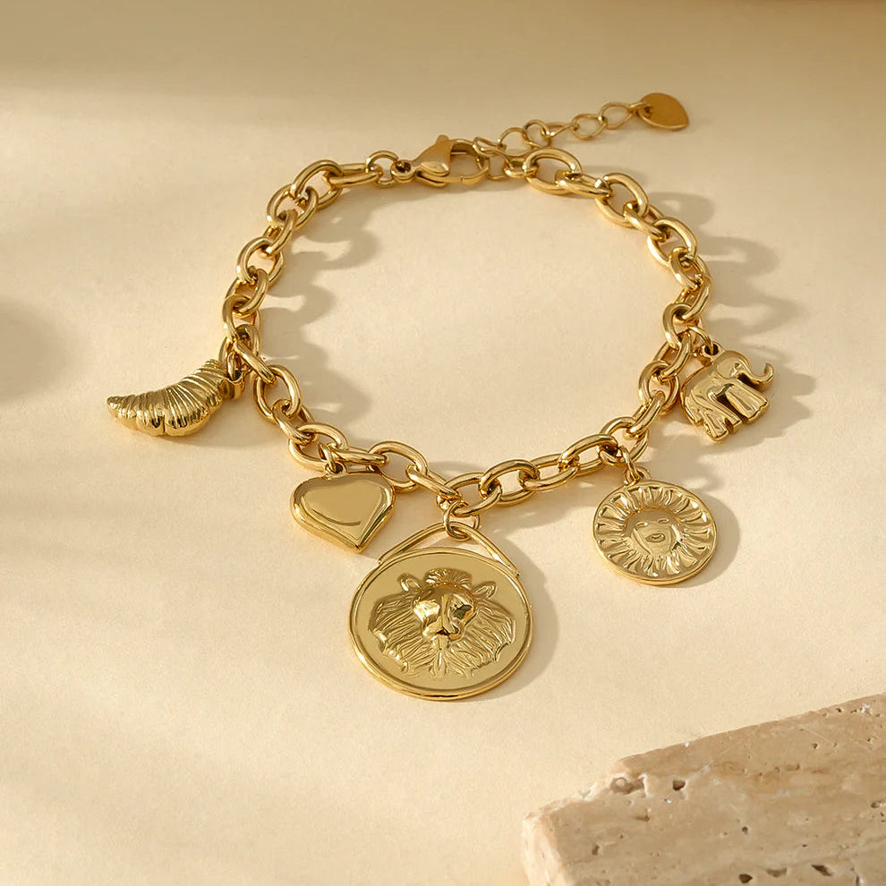 Bracelet pendentif Terra, breloques terre et soleil