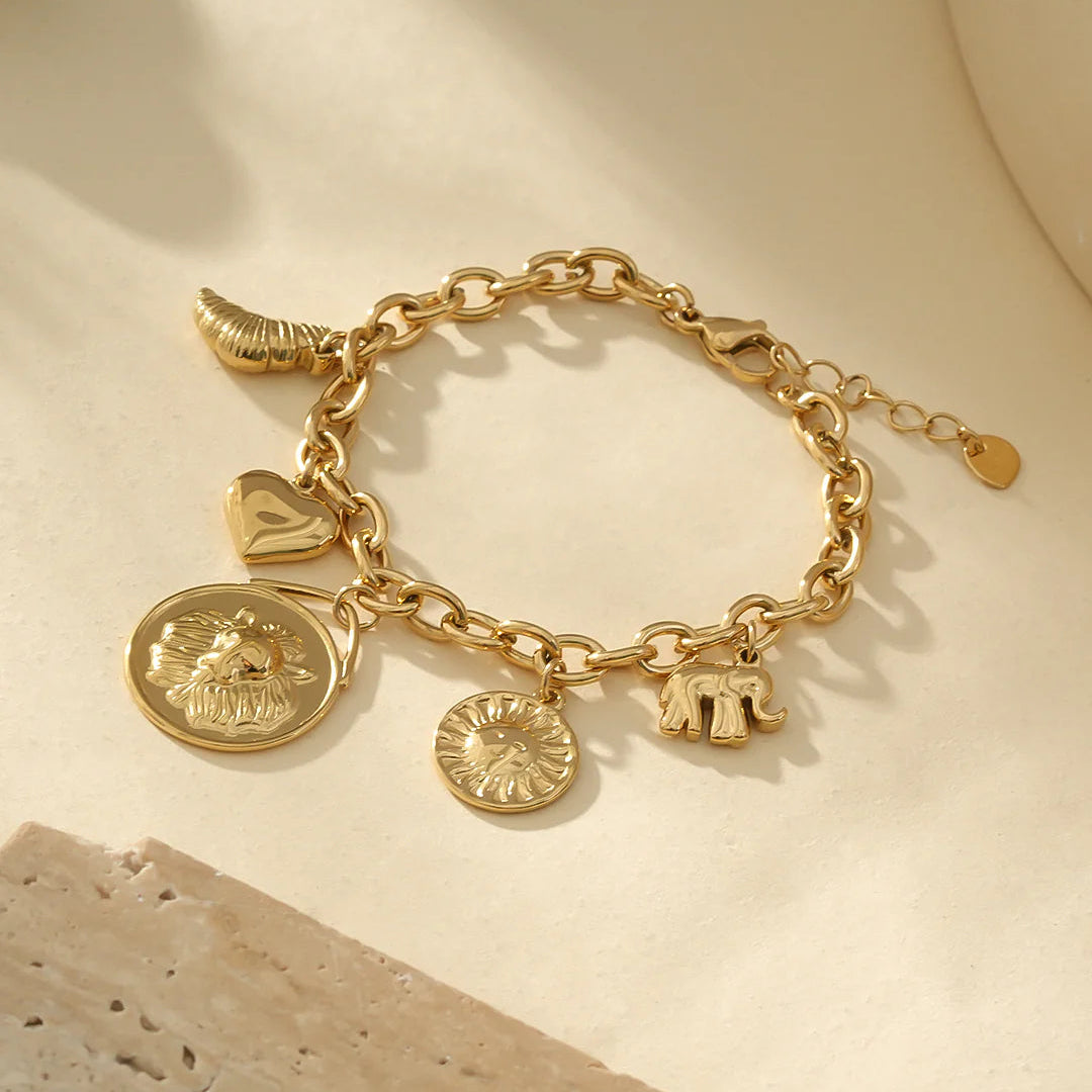 Bracelet pendentif Terra, breloques terre et soleil