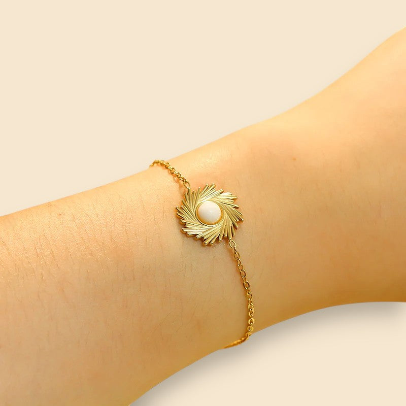 Sféris, bracelet femme chaîne doré, éclat solaire