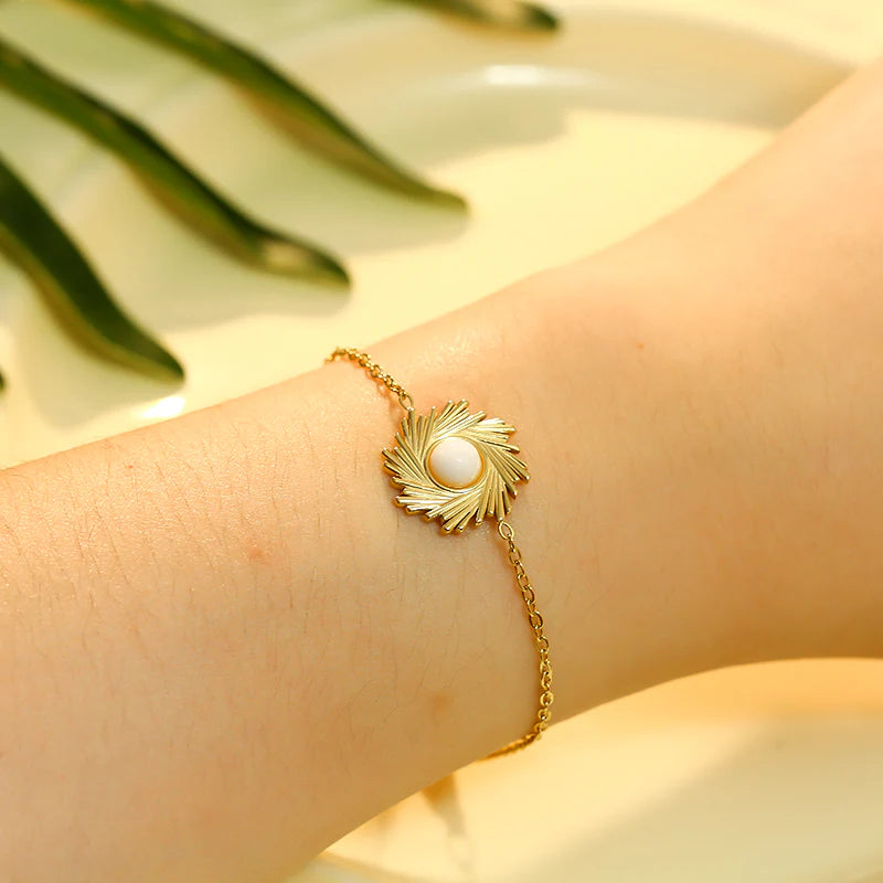 Sféris, bracelet femme chaîne doré, éclat solaire