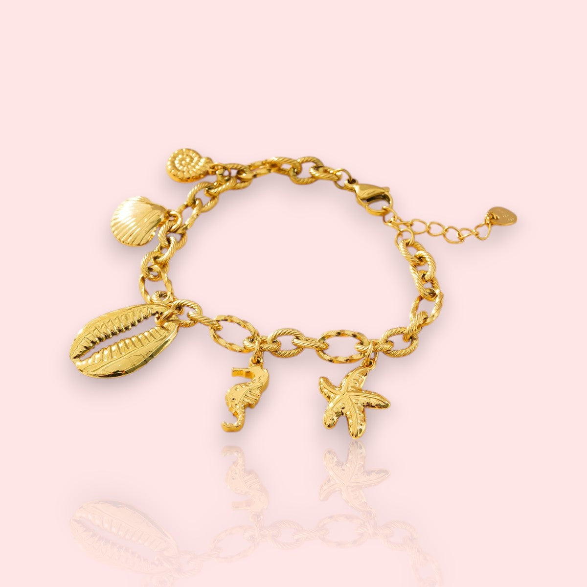 Bracelet pendentif Marina, breloques marines dorées