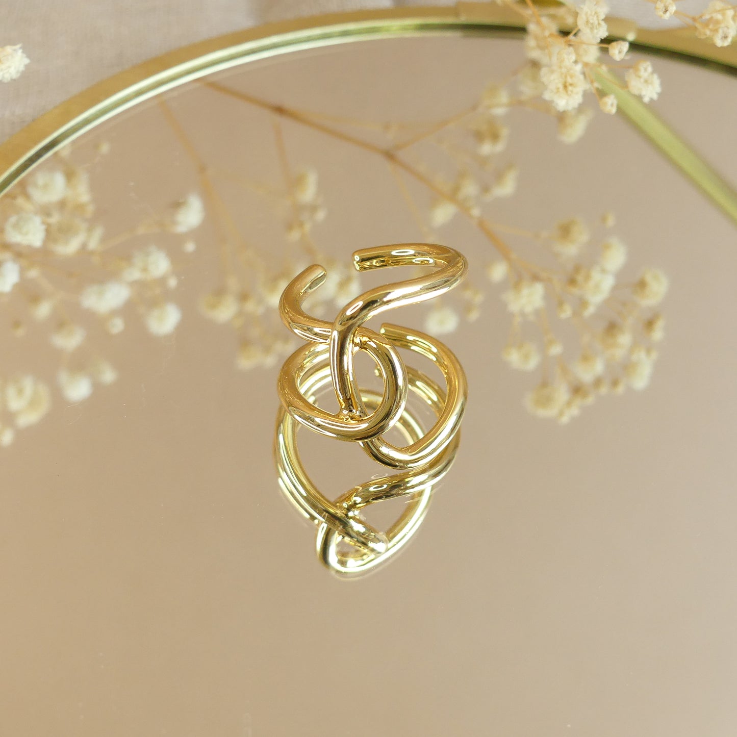 Bague anneaux entrelacés originale plaqué or