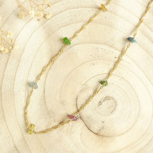 collier torsadé pierres tourmaline