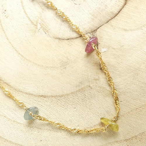collier torsadé pierres tourmaline