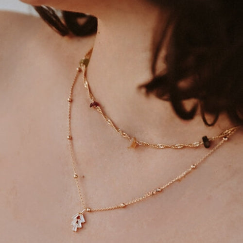 collier plaqué or tourmaline