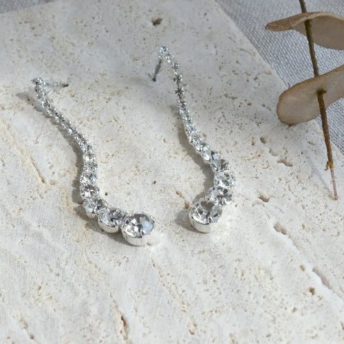 boucles d'oreilles pendantes cristal clair