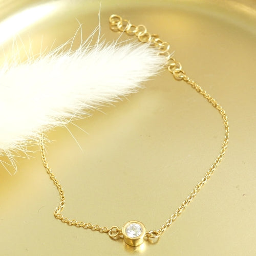 Bracelet chaine motif zircon plaqué or