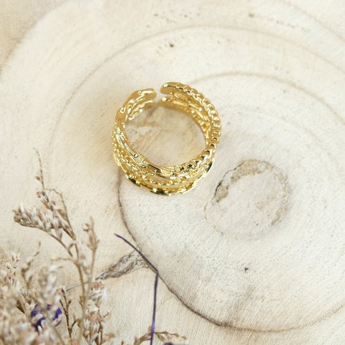 Bague anneaux texturés entrelacés