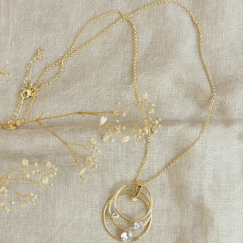 collier sautoir trois anneaux et cristaux Swarovski®