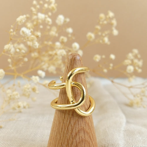 Bague anneaux entrelacés originale plaqué or