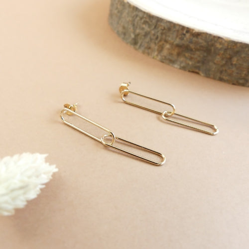 Boucles d'oreilles pendantes doubles maillons