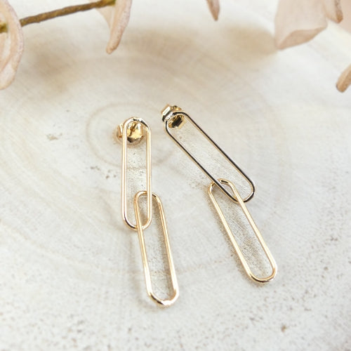 Boucles d'oreilles pendantes doubles maillons