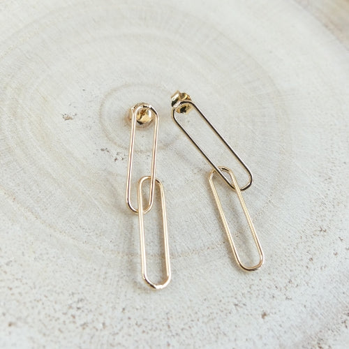 Boucles d'oreilles Kaya pendantes doubles maillons