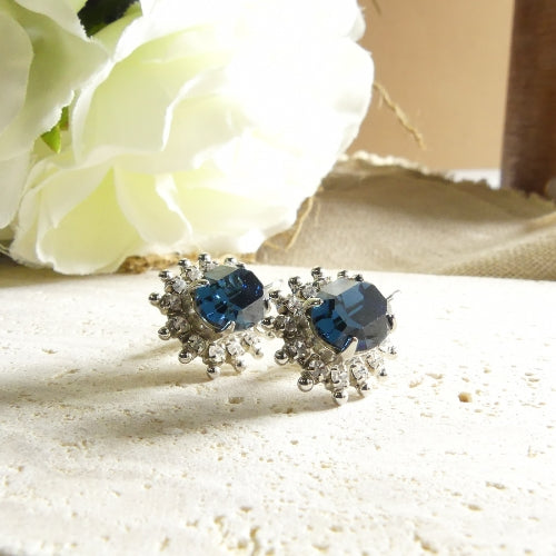 Boucles d'oreilles avec cristaux bleu