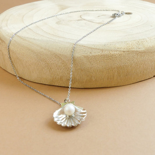 Collier coquillage et perle de culture
