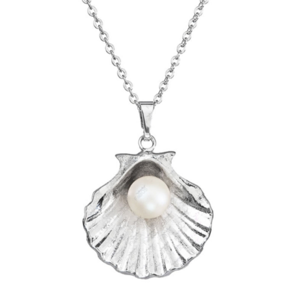 Collier coquillage et perle blanc nacrée