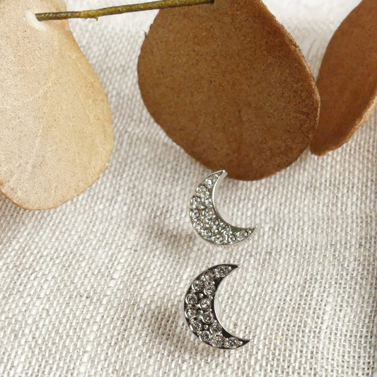 Boucles d'oreilles demi-lune argent et cristal