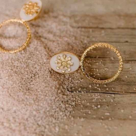 Boucles d'oreilles pendantes résine époxy blanc