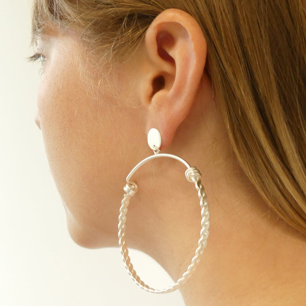 Boucles créoles torsadées argent