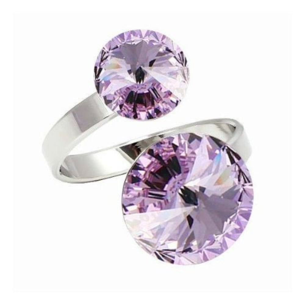 Bague ornée de deux cristaux violet clair