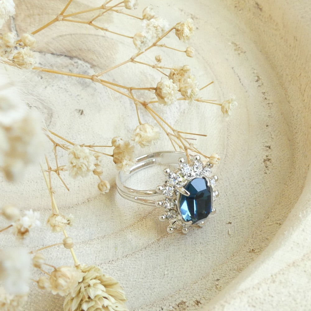 Bague cristal bleu