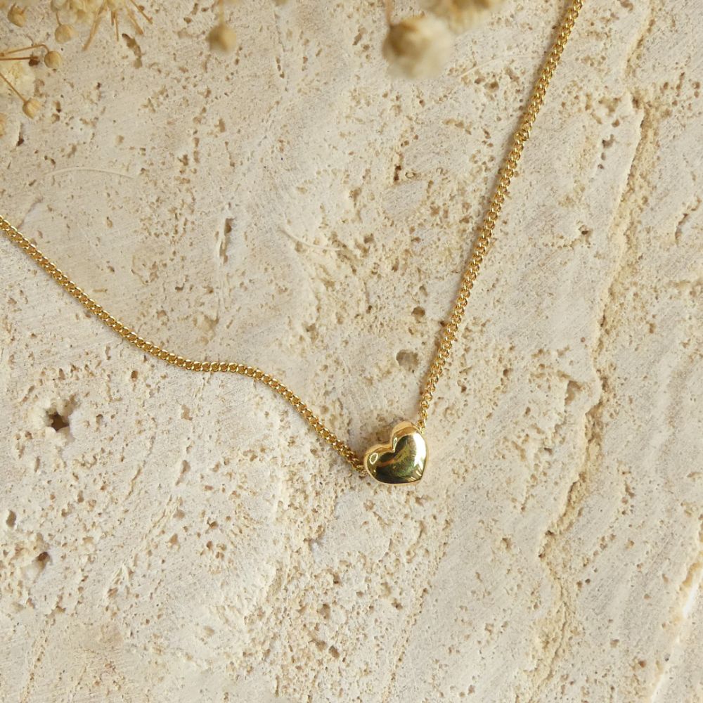 collier coeur or et argent minimaliste