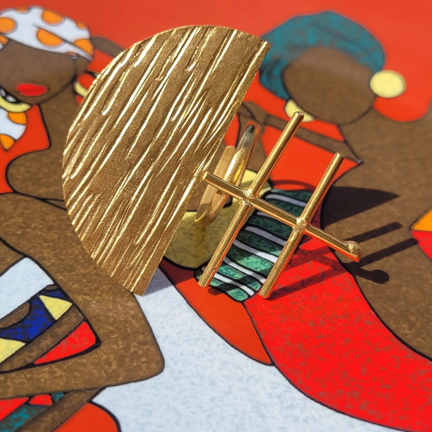 bague ethnique Ashanti, une bague africaine au fini brossé