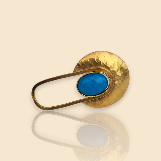 bague ethnique Rana, une bague pour femme réglable avec un cabochon bleu turquoise éclatant