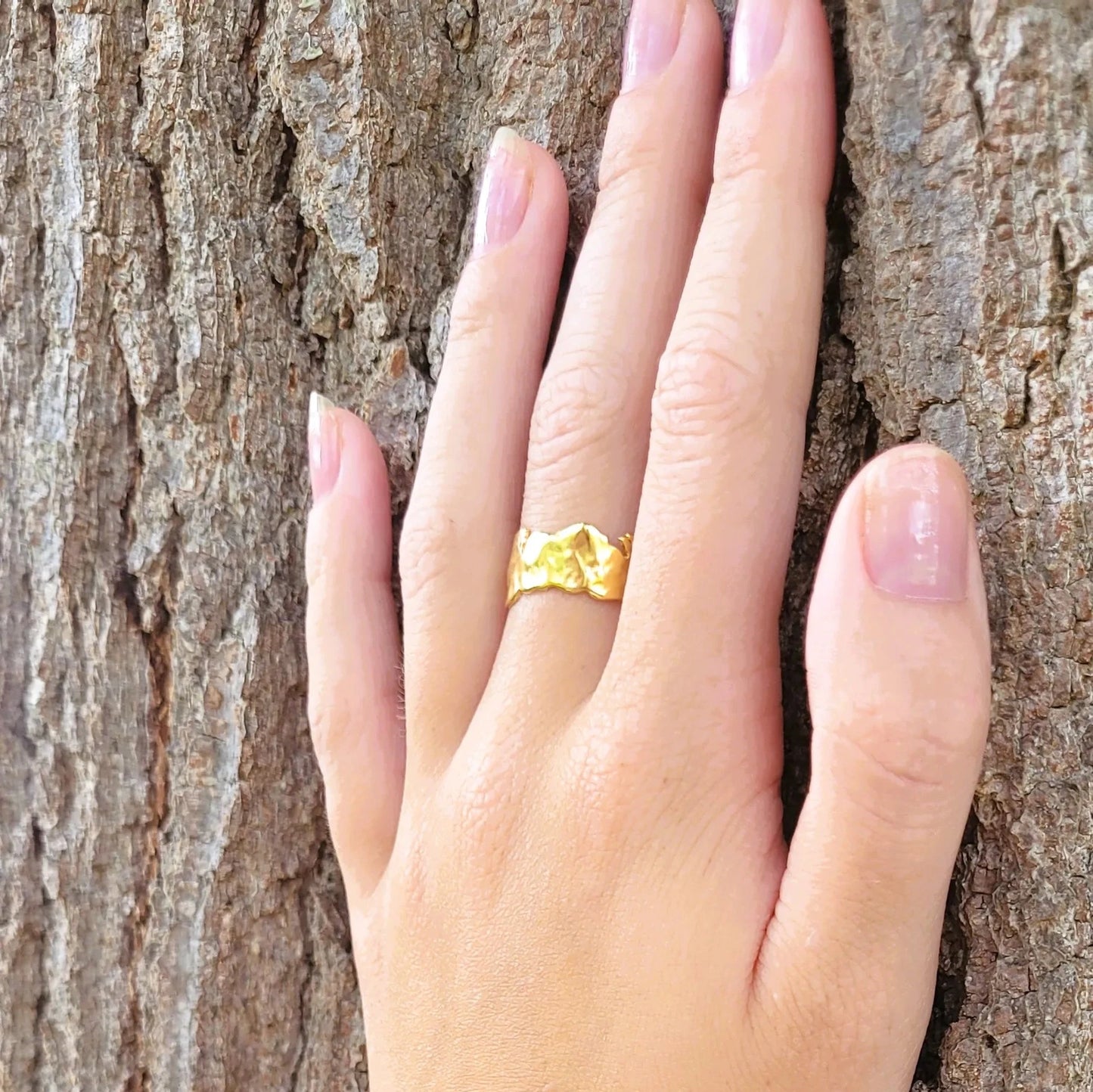 bague pour femme moderne Arya en laiton recouvert d’or