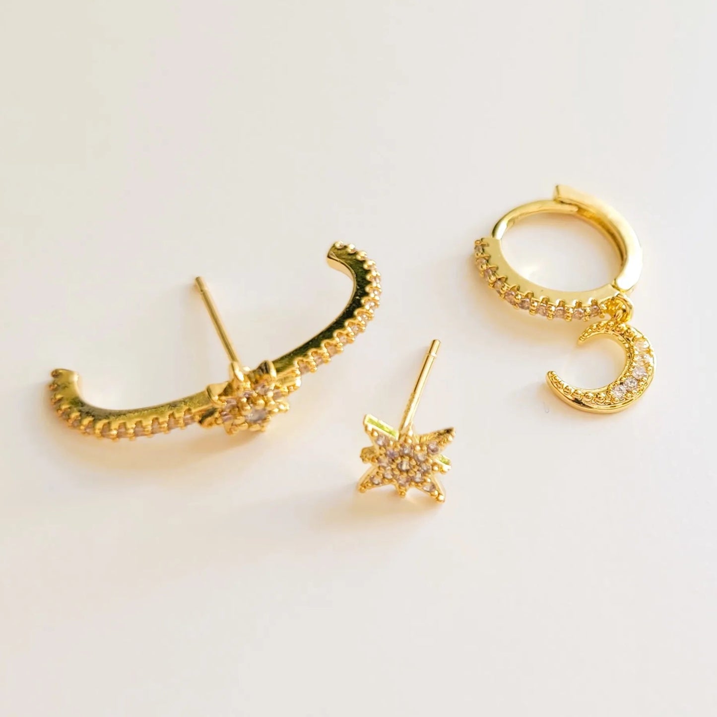 boucle d’oreille 3 trous Trilogie, des boucles d’oreilles tendance dépareillées