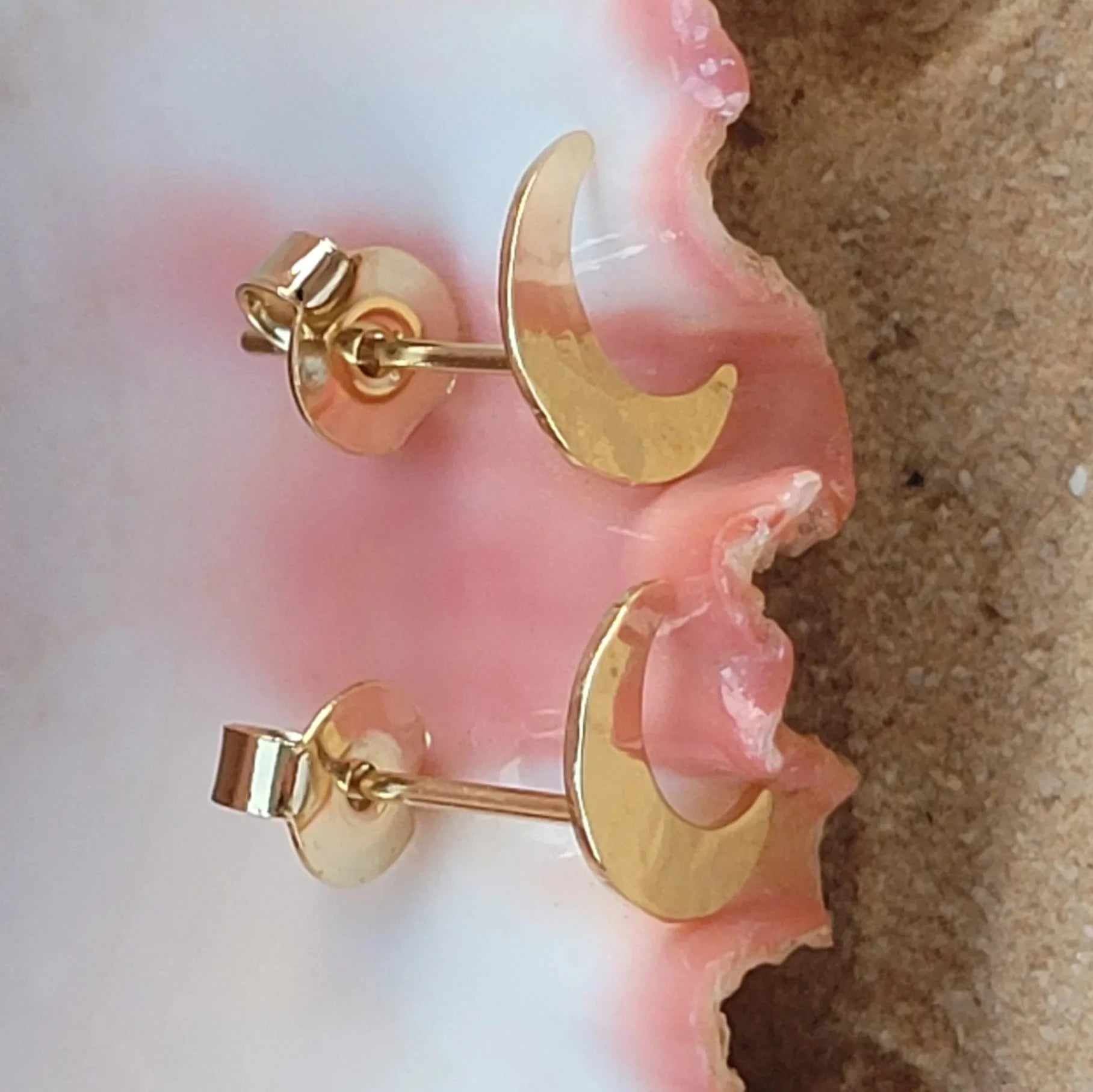 boucles d’oreilles Luna clous plaqué or 3 microns