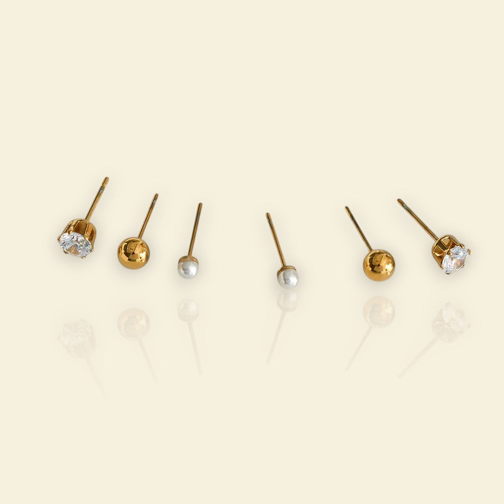 boucles dorées Essentia, lot de trois paires de boucles d’oreilles tendance