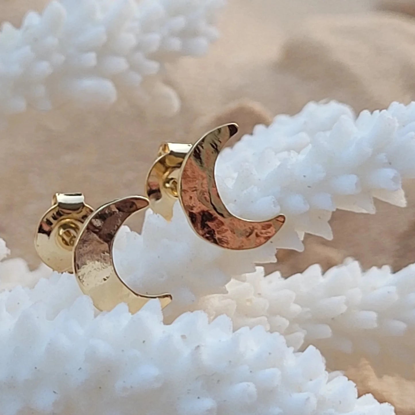 boucles d’oreilles Luna puces plaqué or 3 microns