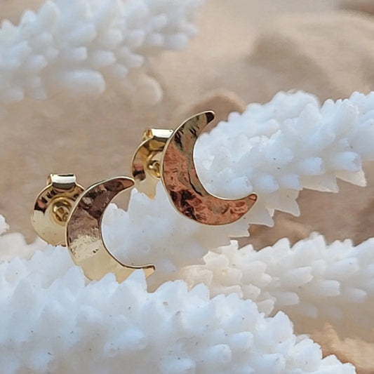 boucles d’oreilles Luna puces plaqué or 3 microns