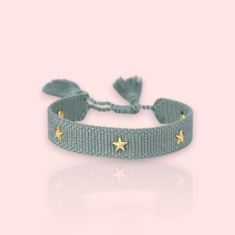 bracelet tissu à nouer Vegas bleu gris, un bracelet en tissu pour femme tendance en 2025