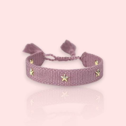 bracelet tissu à nouer Vegas lilas, un bracelet en tissu pour femme tendance en 2025
